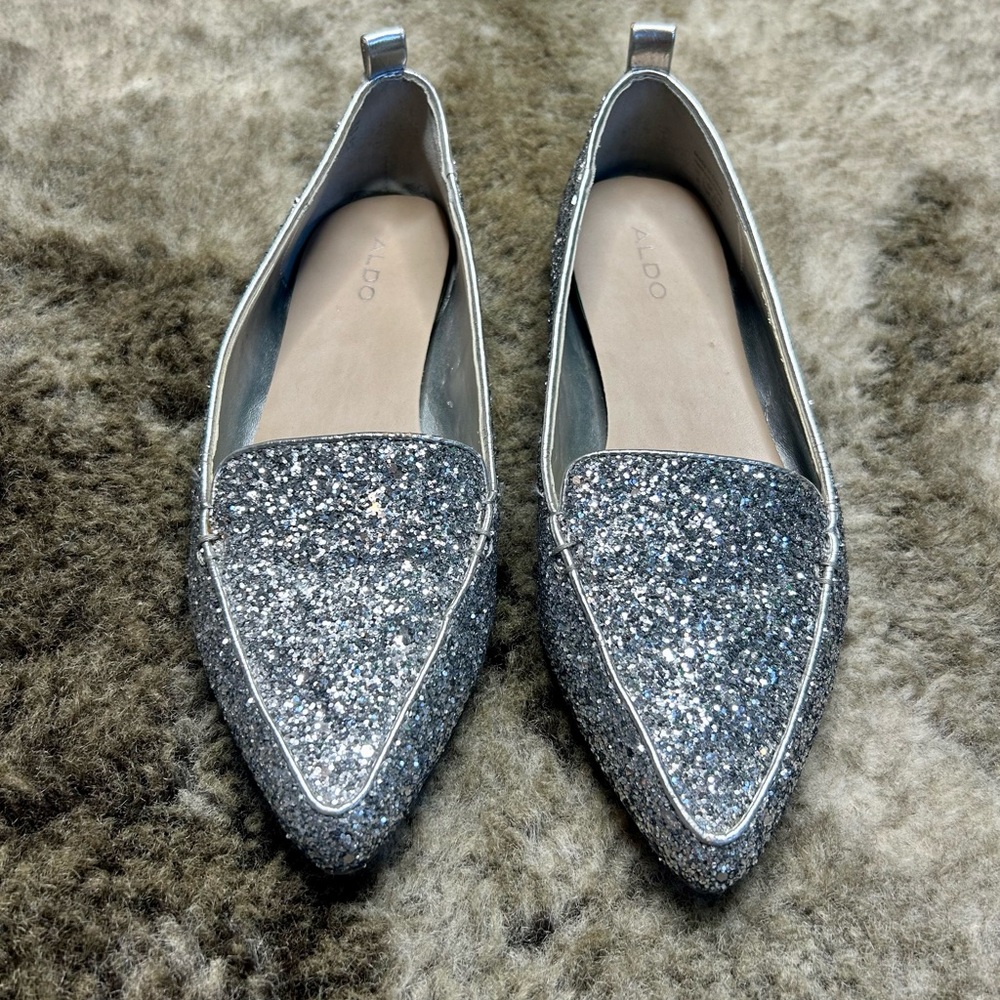 ALDO Sparkly Glitter Pointy Toe Flats sz 8